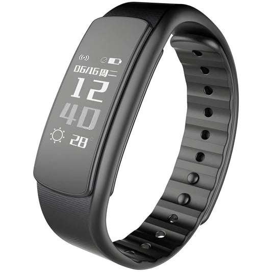 I6 smart sports bracelet with black TPU wristband and 0.96-inch touch screen displaying fitness metrics