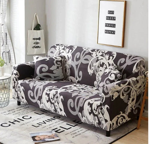 Stretchable polyester-spandex sofa cover with non-slip design in various colors