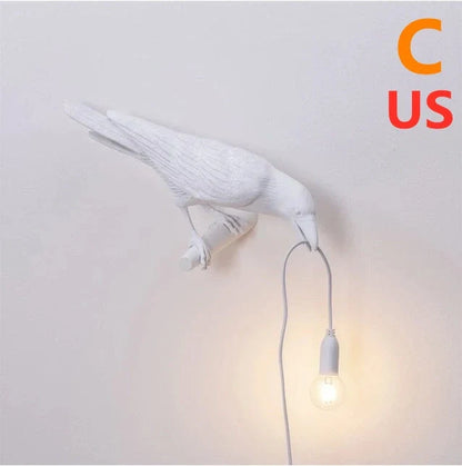 Elegant Resin Bird Wall Lamp illuminating a cozy room with its unique design