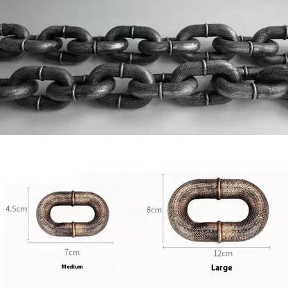 Dog leash simulation prop in antique silver, bronze, or black colour with PP material and length options for video spoofs
