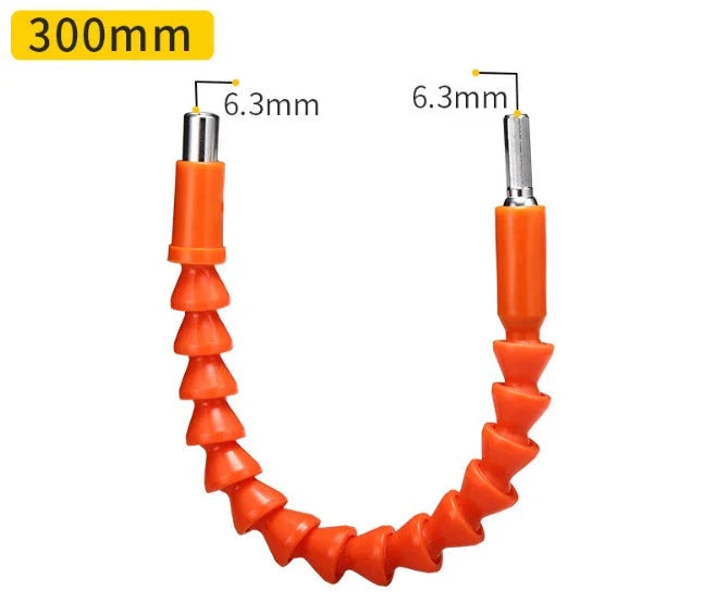 Flexible shaft drill bit in various lengths and colors for accessing tight spaces during DIY home improvement projects