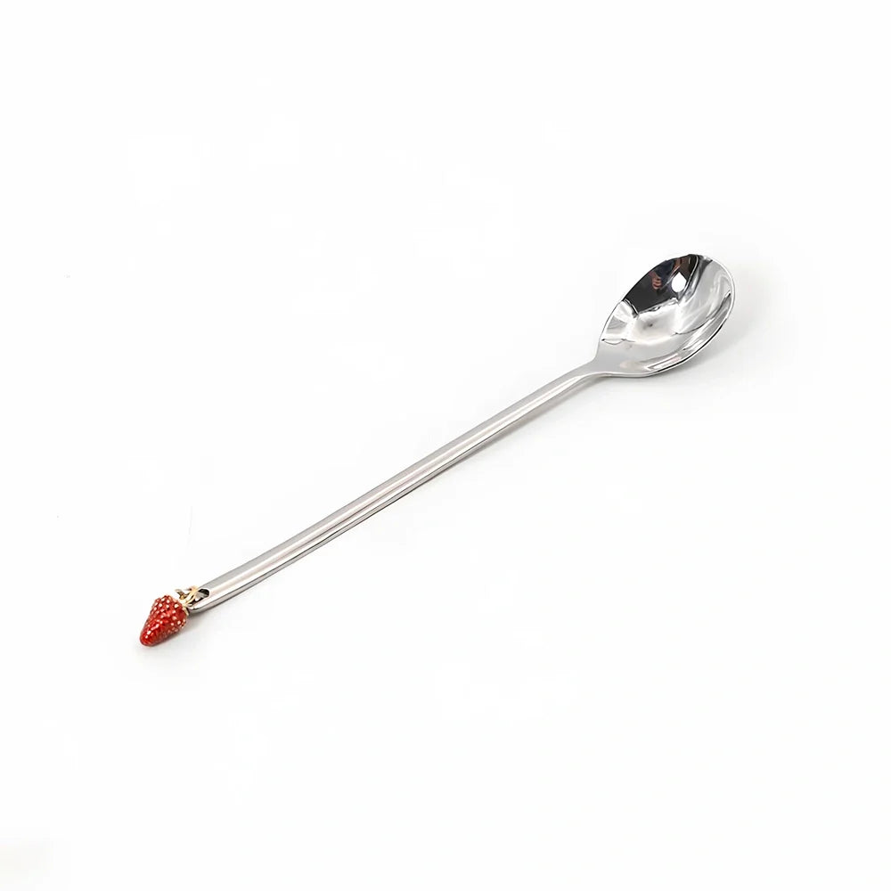 Christmas serving spoon in stainless steel with silver finish measuring 135mm length