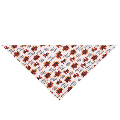 Cozy Thanksgiving-themed pet collar made of absorbent cloth material to catch drool and prevent messes during the holiday festivities.