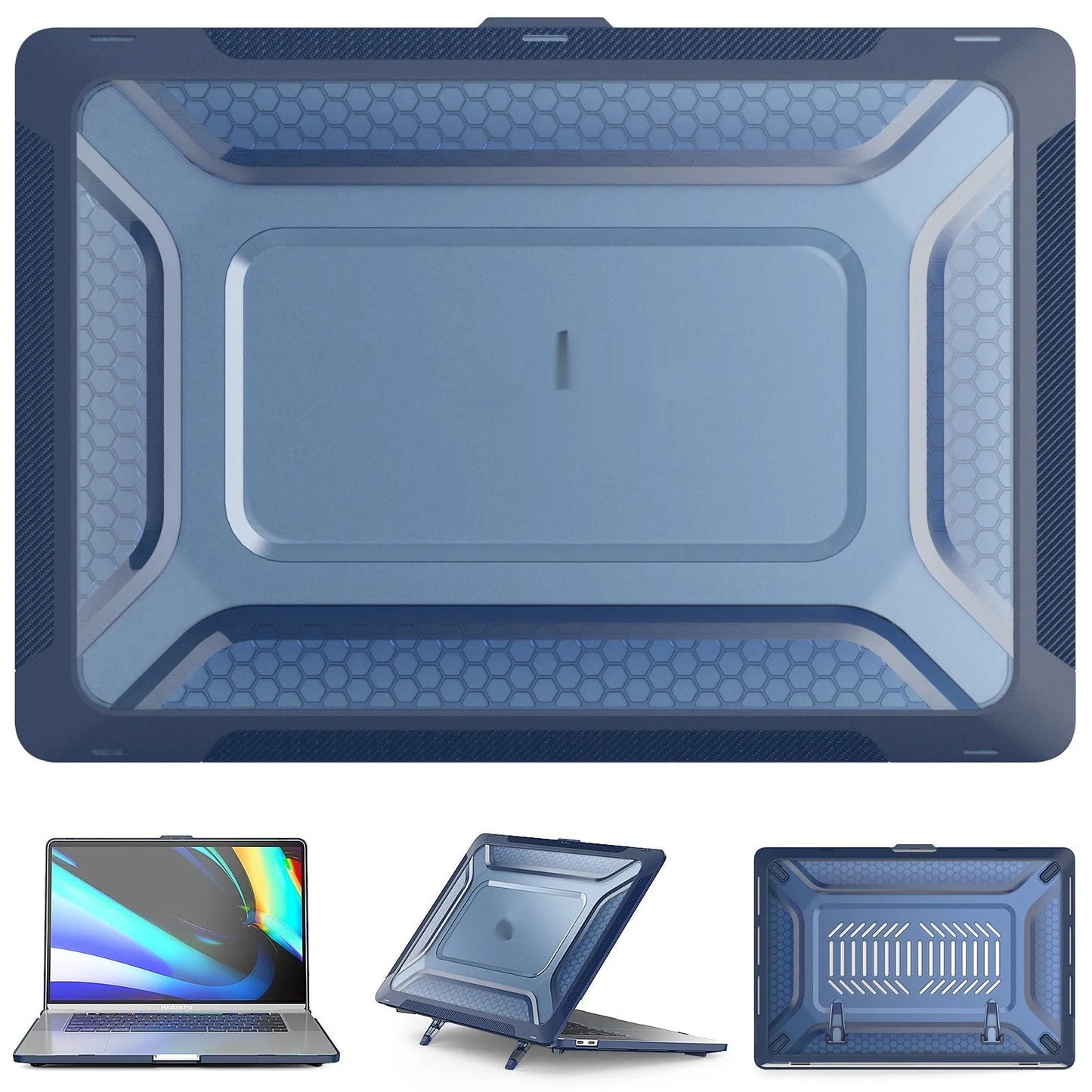 MacBook protective shell in four colours showing 1.5mm thickness and model compatibility