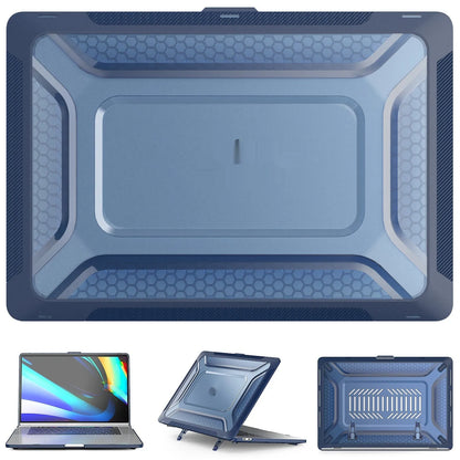 MacBook protective shell in four colours showing 1.5mm thickness and model compatibility