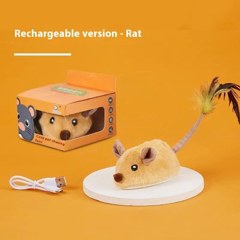 Simulation remote control electric mouse cat toy with plush fabric in multiple colour options