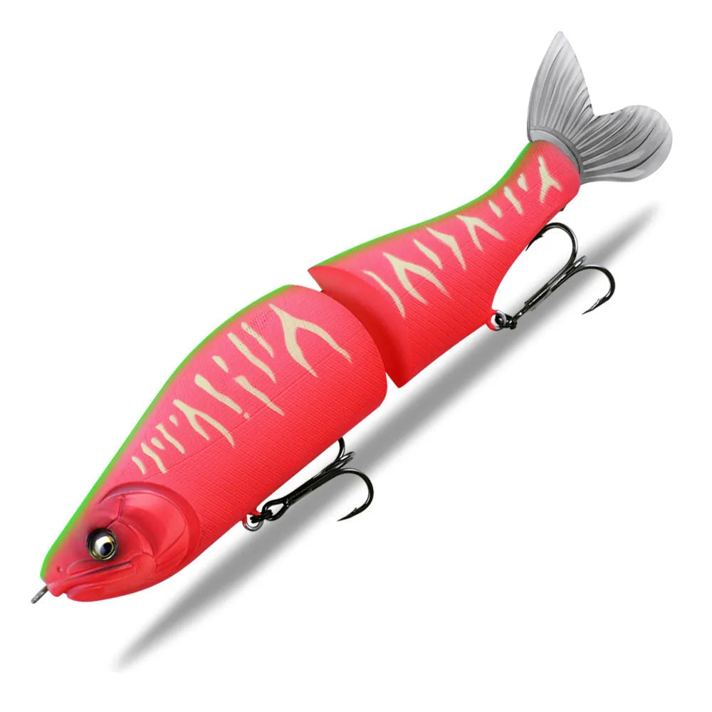 185mm hard plastic bass fishing swimming lure in assorted colours on a tackle box.