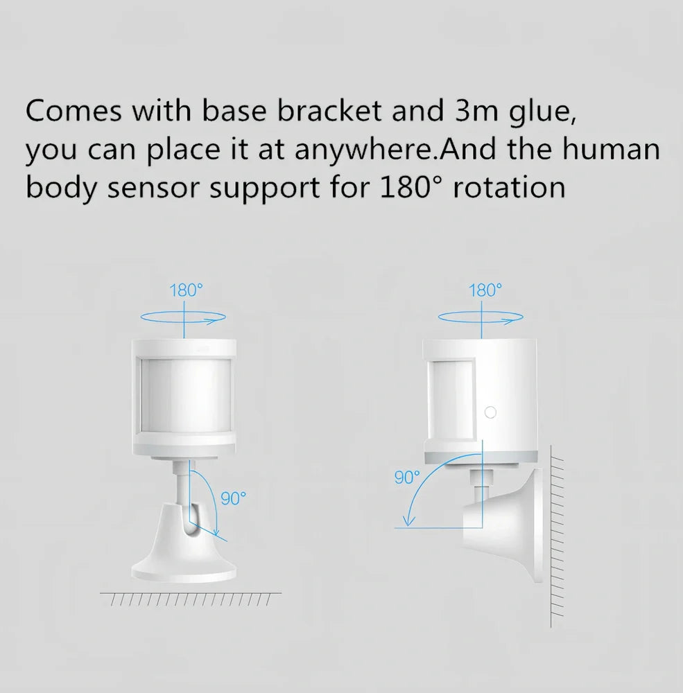 White wireless infrared human body sensor with 7m detection range for smart home automation systems