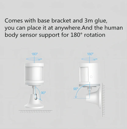 White wireless infrared human body sensor with 7m detection range for smart home automation systems