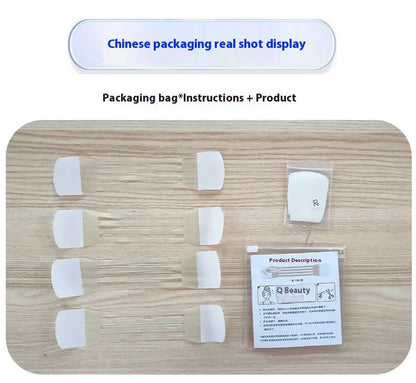 Skin tone neck firming adhesive tape with four straps and twenty patches in packaging