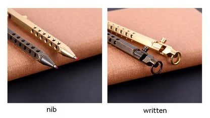 Brass hexagonal bolt action roller pen with 0.5mm tip in natural or black finish