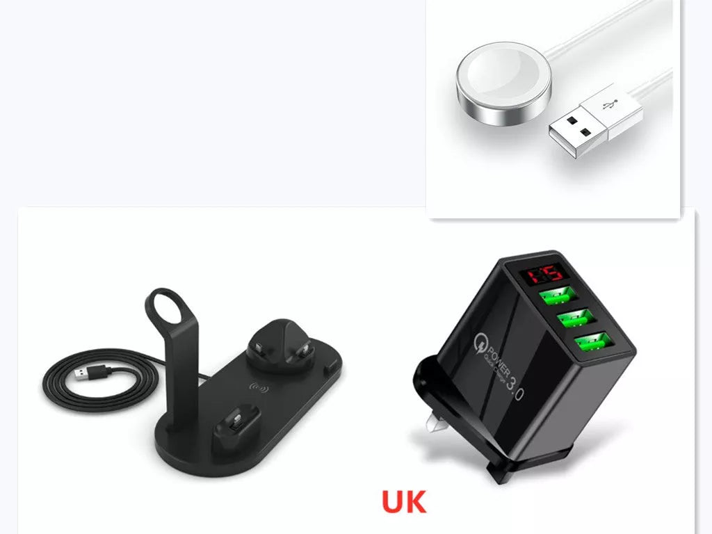 360-degree rotatable wireless charger stand with fast 10W charging for iPhone and Samsung devices