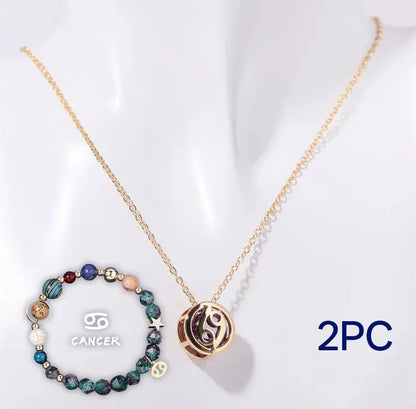 Natural stone beaded necklace and matching bracelet jewellery set showing one of 12 available style variations.