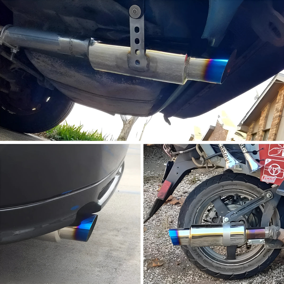 Stainless steel car modification exhaust pipe EP089 silver tail drum 200mm length single component