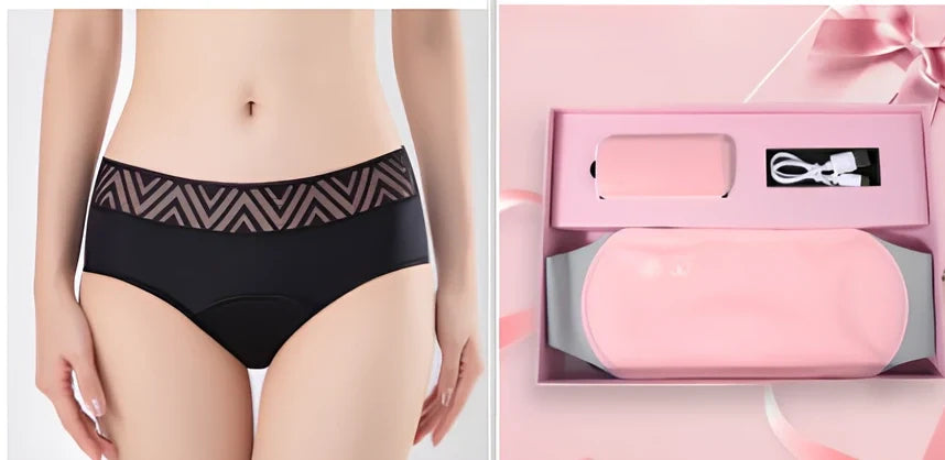 Pink Warm Heart Heating Belt with temperature control buttons and LED indicators on Lycra fabric surface