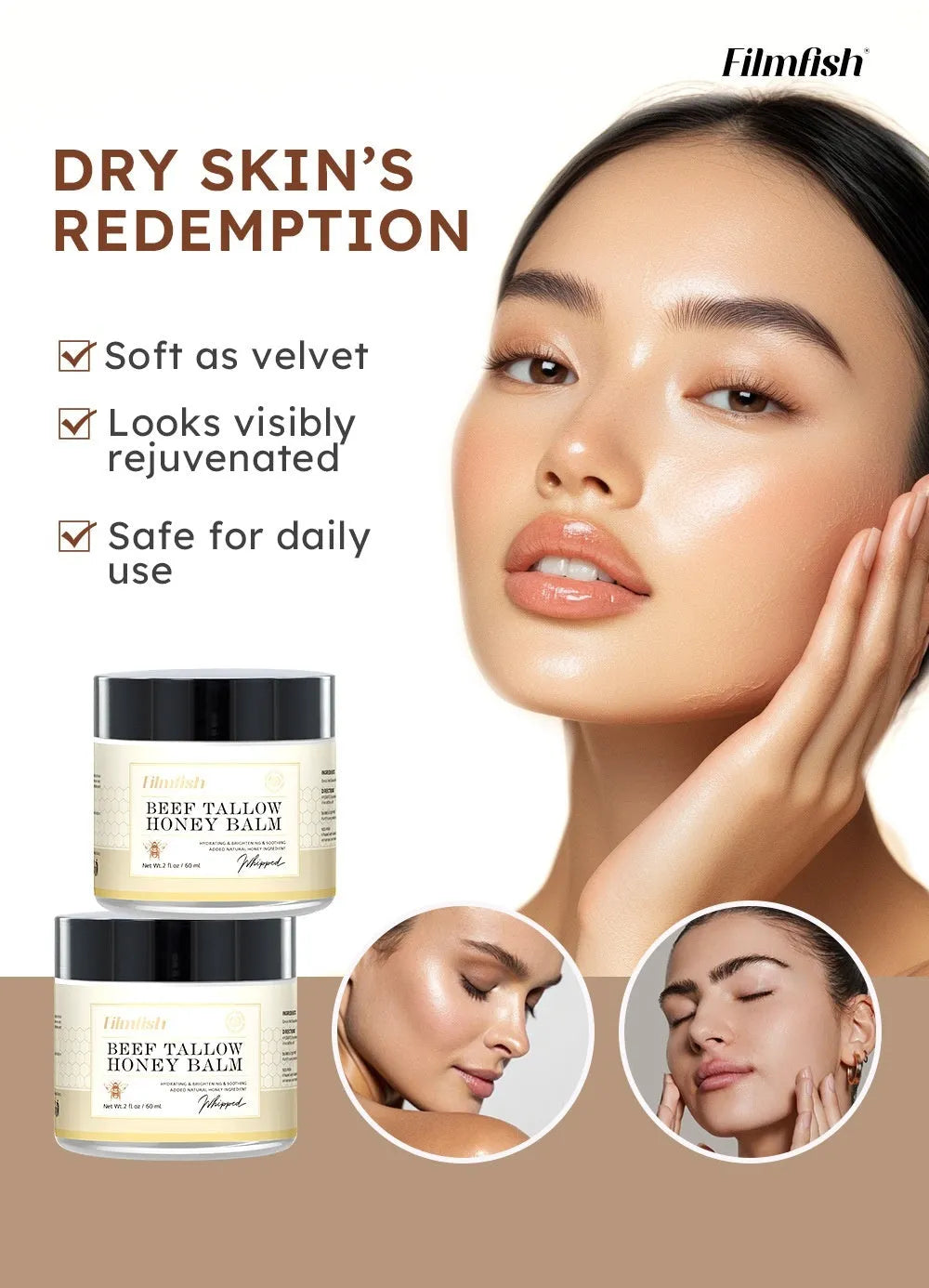 60ml honey moisturising cream jar for facial and body dry skin care