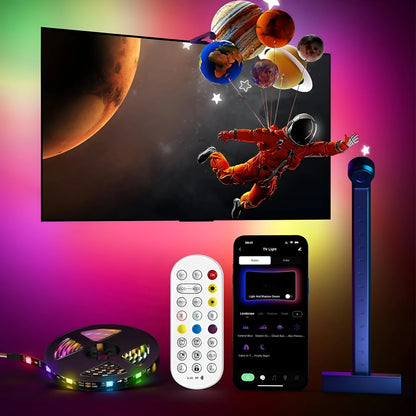 5-metre RGB LED ambience light strip with camera screen synchronisation for desktop and TV background