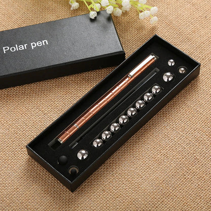 A magnetic modular pen with customizable components and accessories for stress relief, focus, and creativity