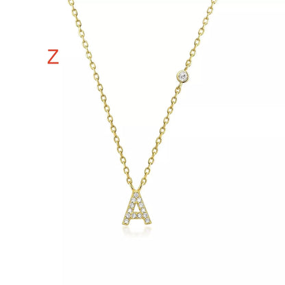 Custom Initial Necklace with sparkling CZ pendant, available in gold or silver finish