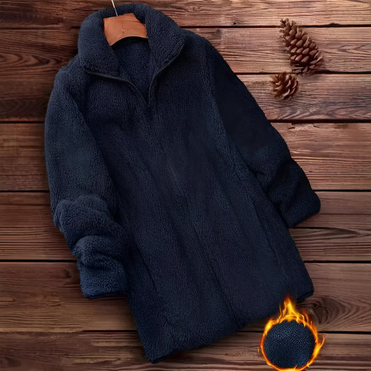 Double-sided fleece jacket in black, navy blue, or khaki colour options.