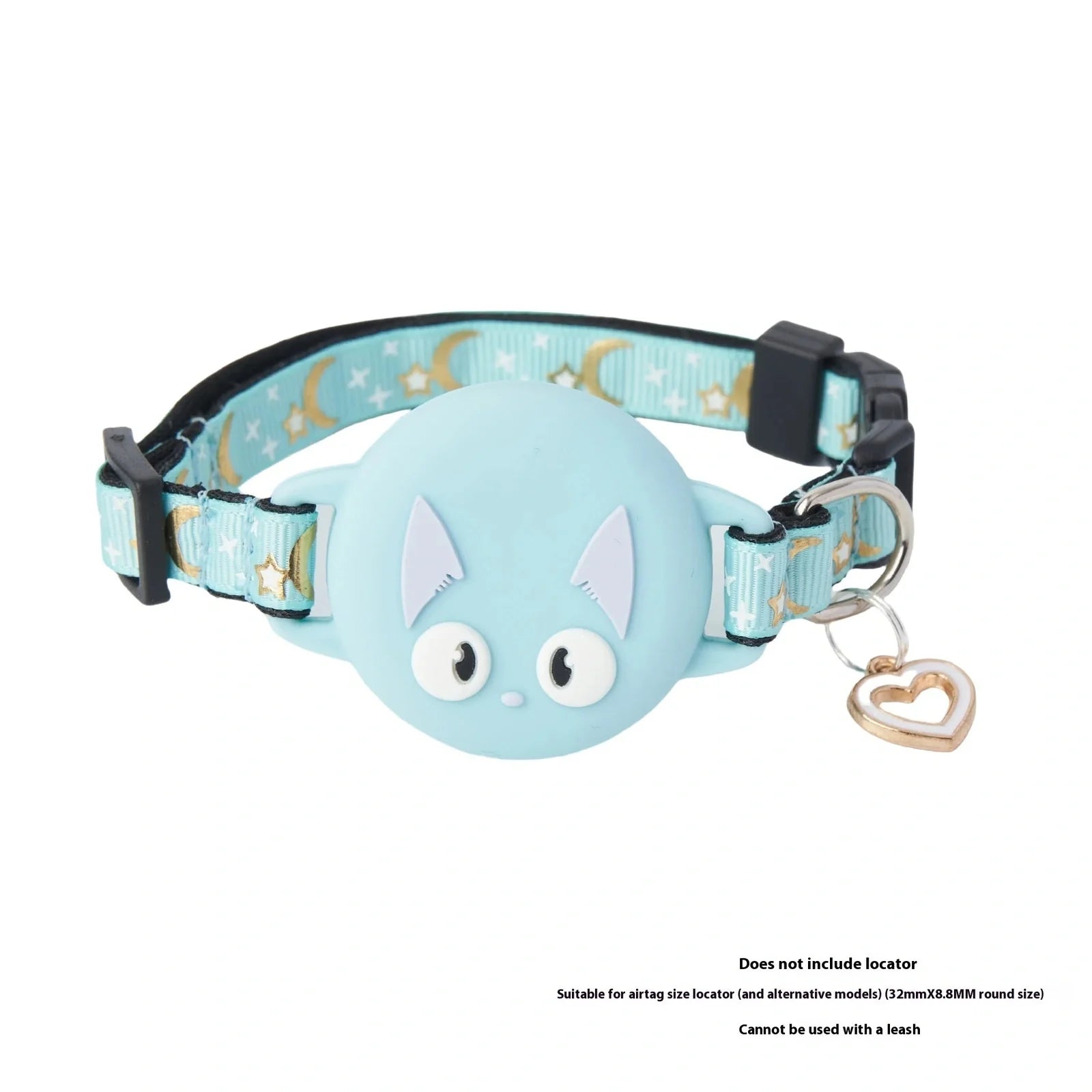 Adjustable AirTag cat collar with plastic protective case in pink, blue, light green, and black colour options