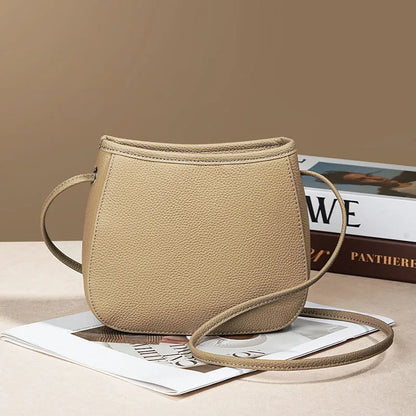 Genuine leather cowhide messenger bag for women in square vertical shape with organised internal compartments
