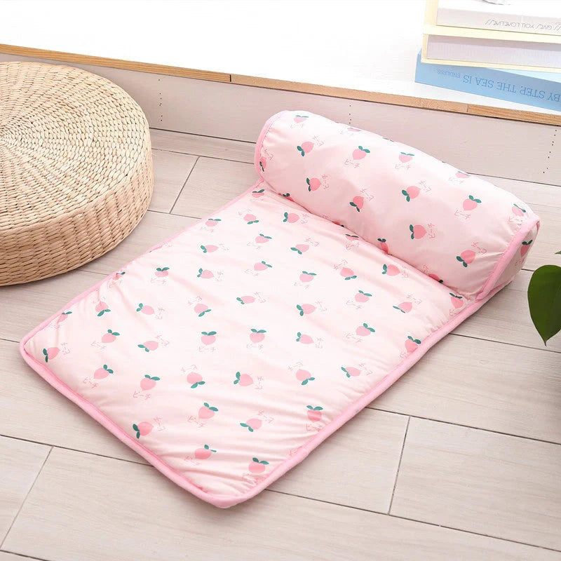 Summer Ice Silk Cool Pet Pad in various colors and sizes for pet heat relief
