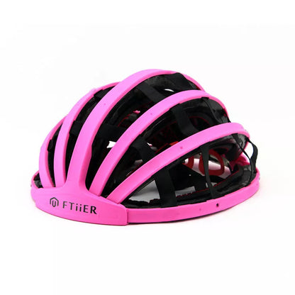 Ultralight folding bicycle helmet in black, white, silver, pink, or fluorescent green