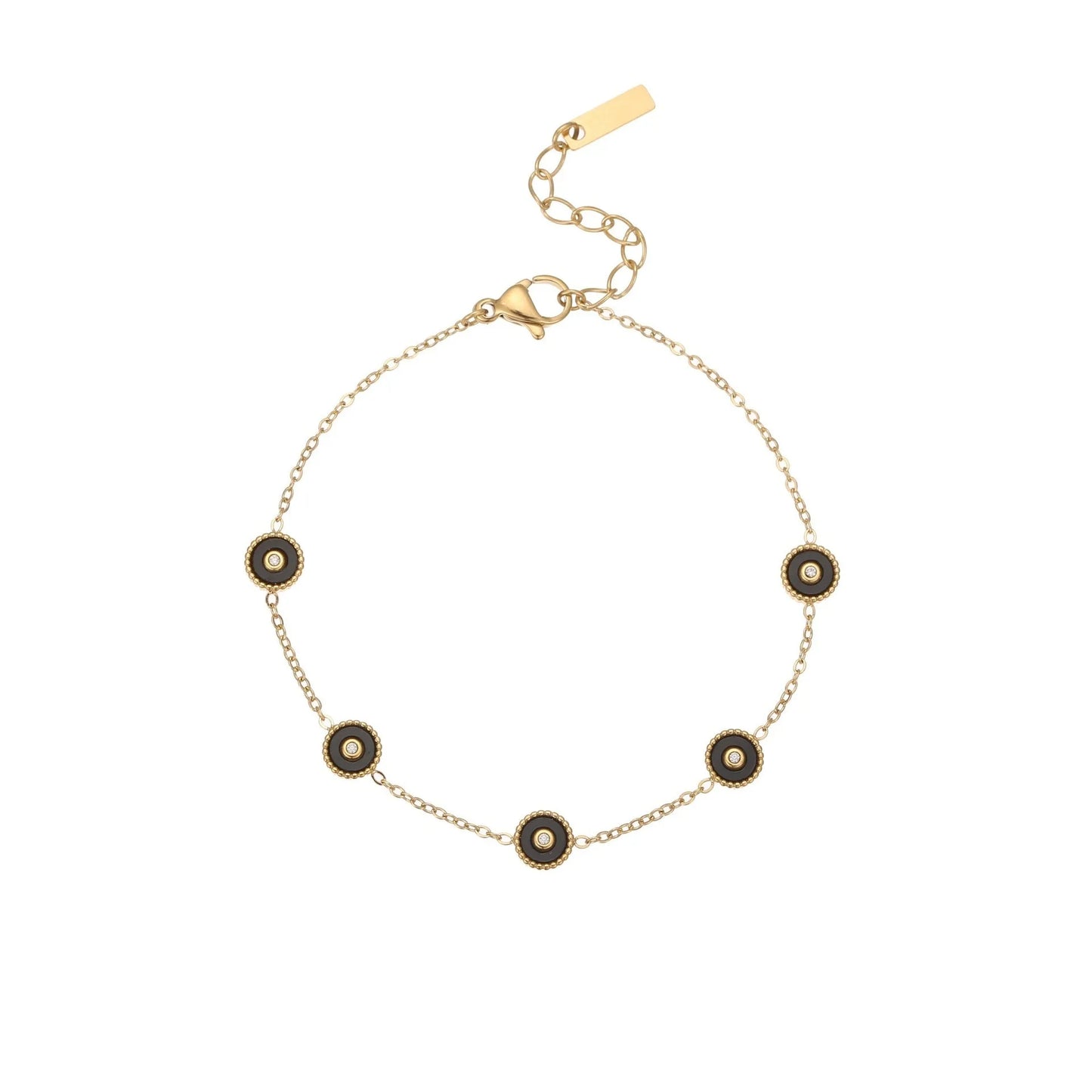 Women's stainless steel bracelet with 18K gold plating and geometric design