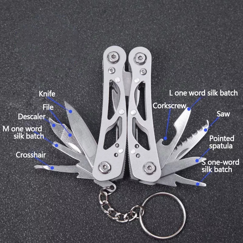 All Steel Multi-function Pliers with 14 tools including pliers, screwdrivers, and cutter