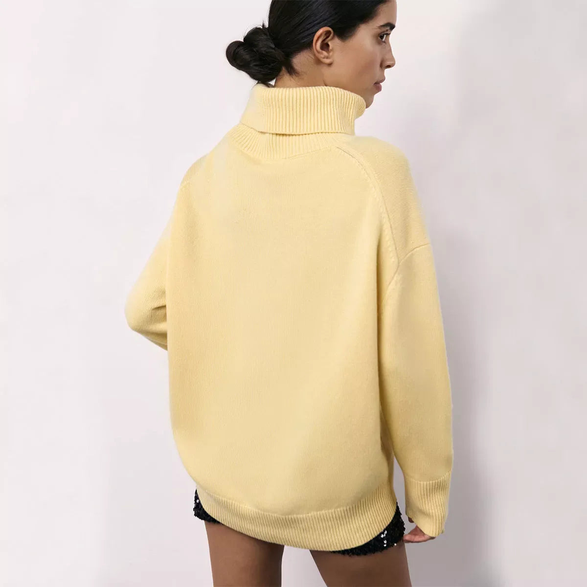 Winter turtleneck sweater with unique letter design for women in various colors