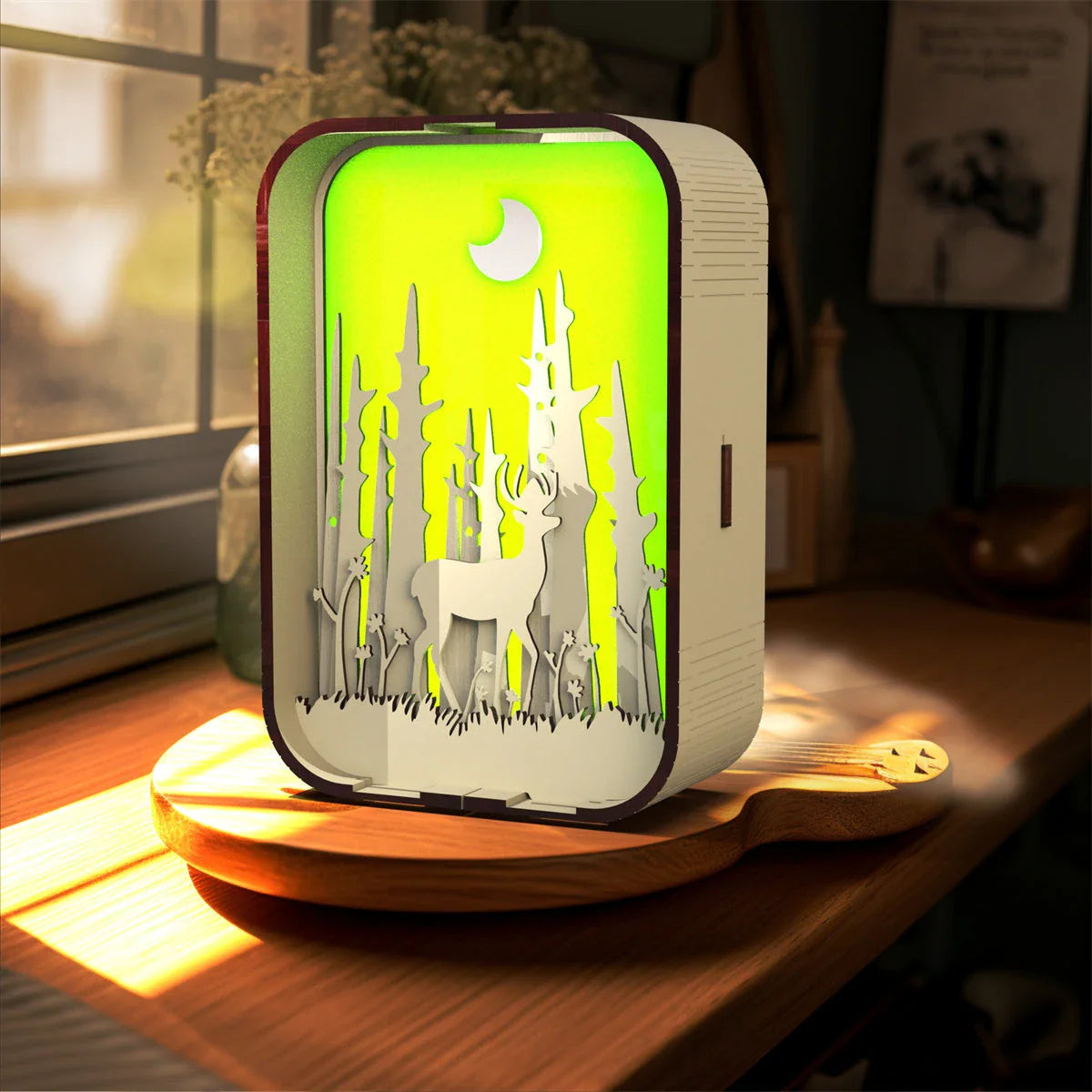 Elegant woodcarving bedside lamp with touch-sensitive controls and soothing LED lighting for a cozy bedroom decor