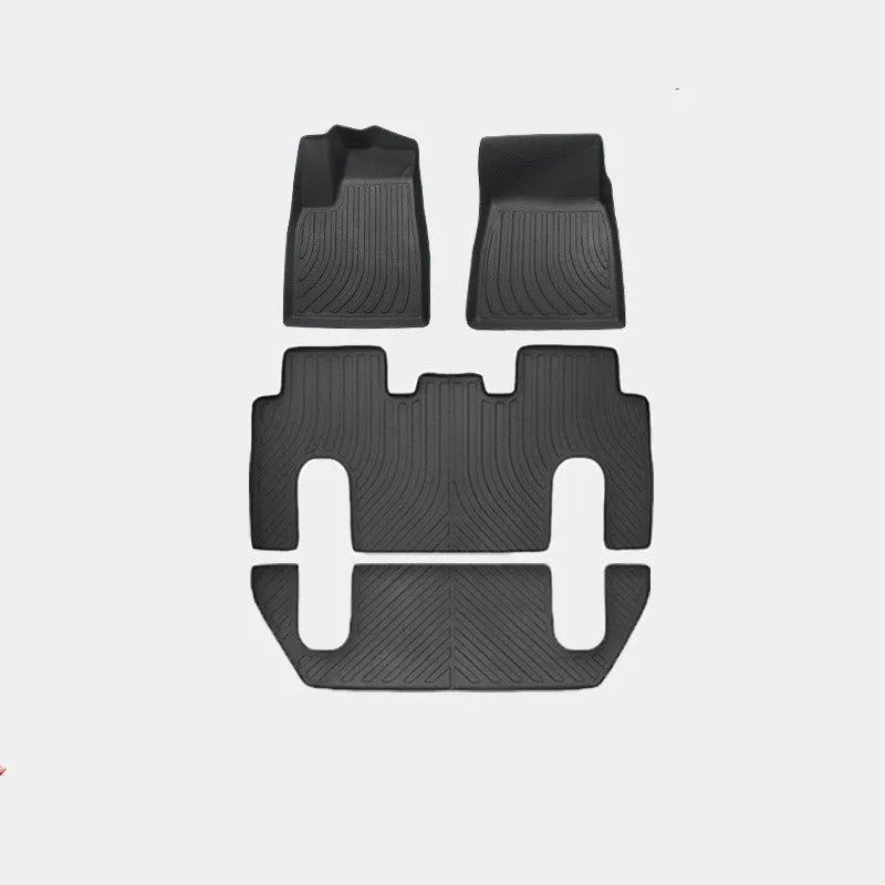 Waterproof TPE car mats for Tesla Model X showing tailbox and cabin protection