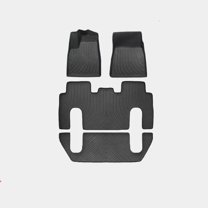 Waterproof TPE car mats for Tesla Model X showing tailbox and cabin protection