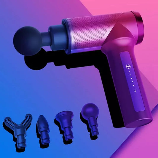 K1 Fascia Gun Massager with four interchangeable heads for deep muscle relief