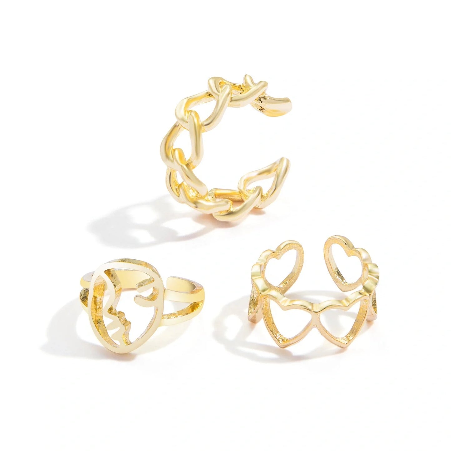 Trendy Adjustable Butterfly Couple Rings Set in gold and silver, perfect for punk style lovers