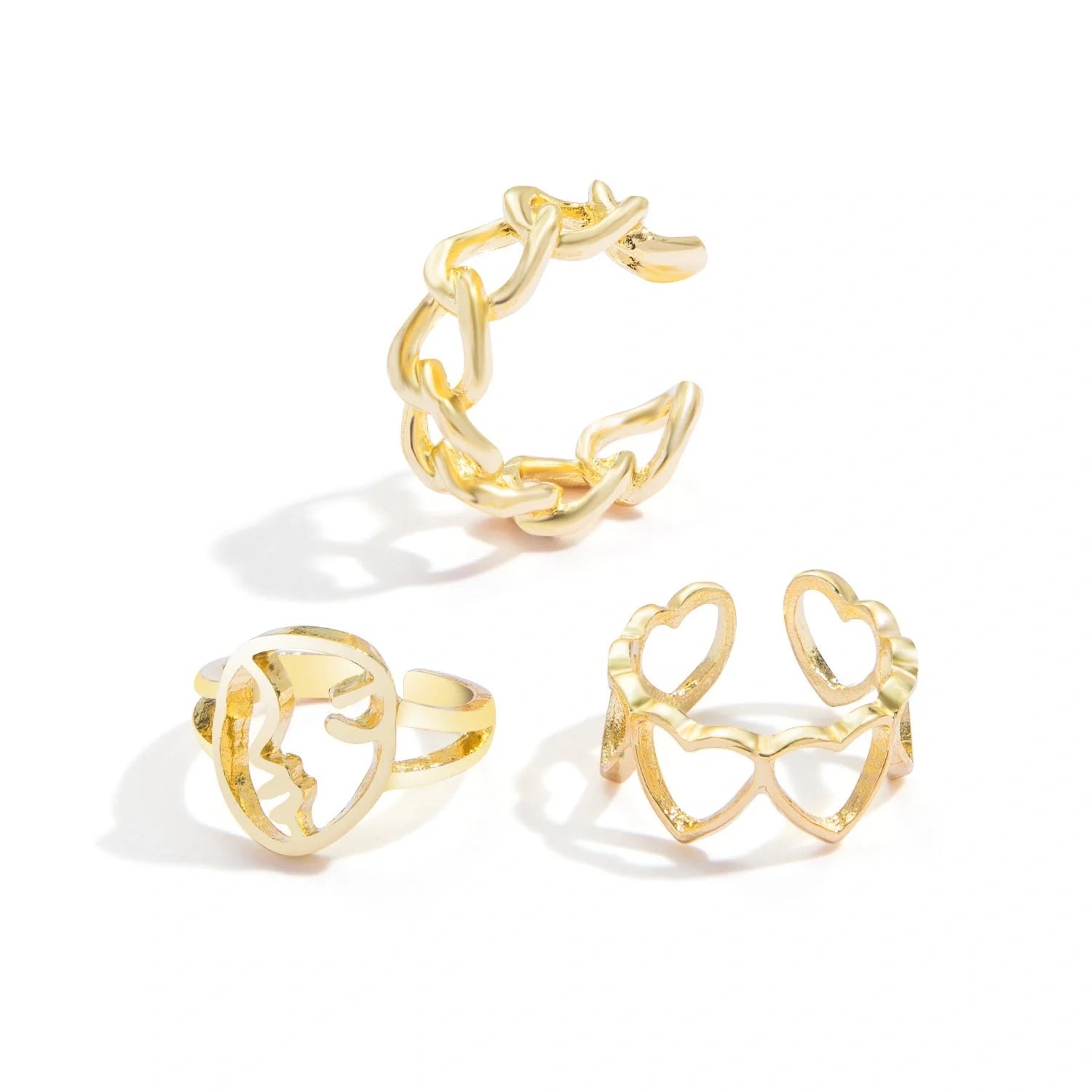 Trendy Adjustable Butterfly Couple Rings Set in gold and silver, perfect for punk style lovers