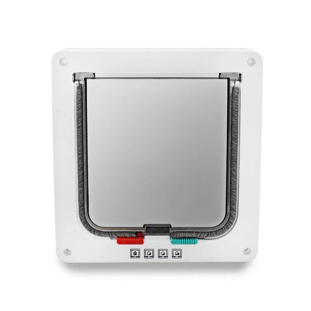 4-Way Lockable Pet Door Security Flap with ABS Plastic Construction in various colors and sizes