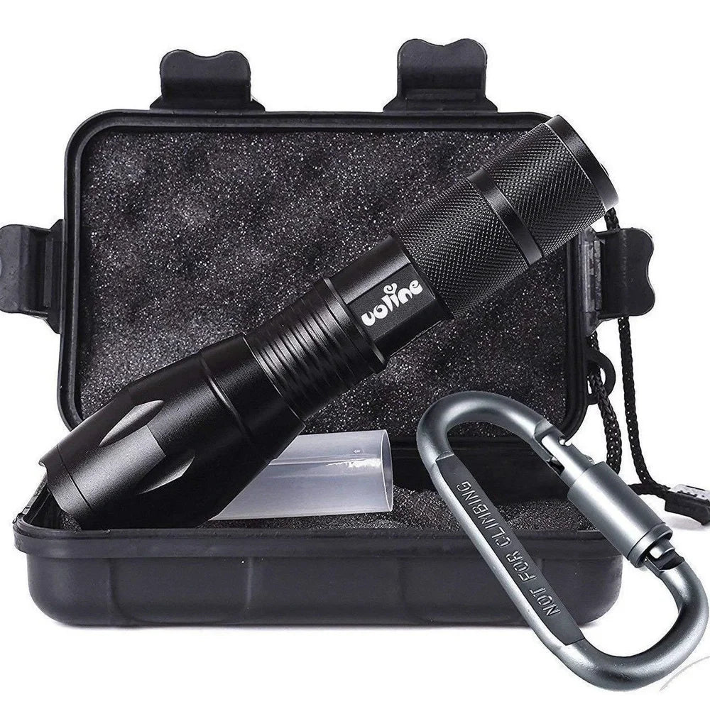 Pro-black tactical LED flashlight 1000 lumens, 5.4 x 1.6 x 1.1 inches aluminium with chrome finish