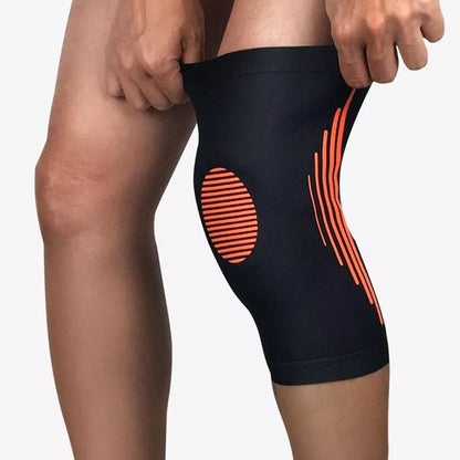 High Elasticity Knee Support in Black with Orange, Grey, Green, or Blue for arthritis relief and sports stability