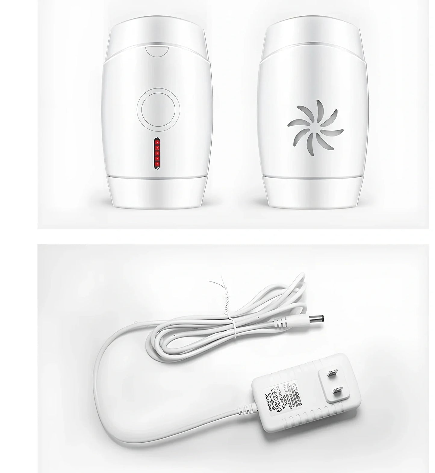 White home laser hair removal device with display screen and adjustment buttons