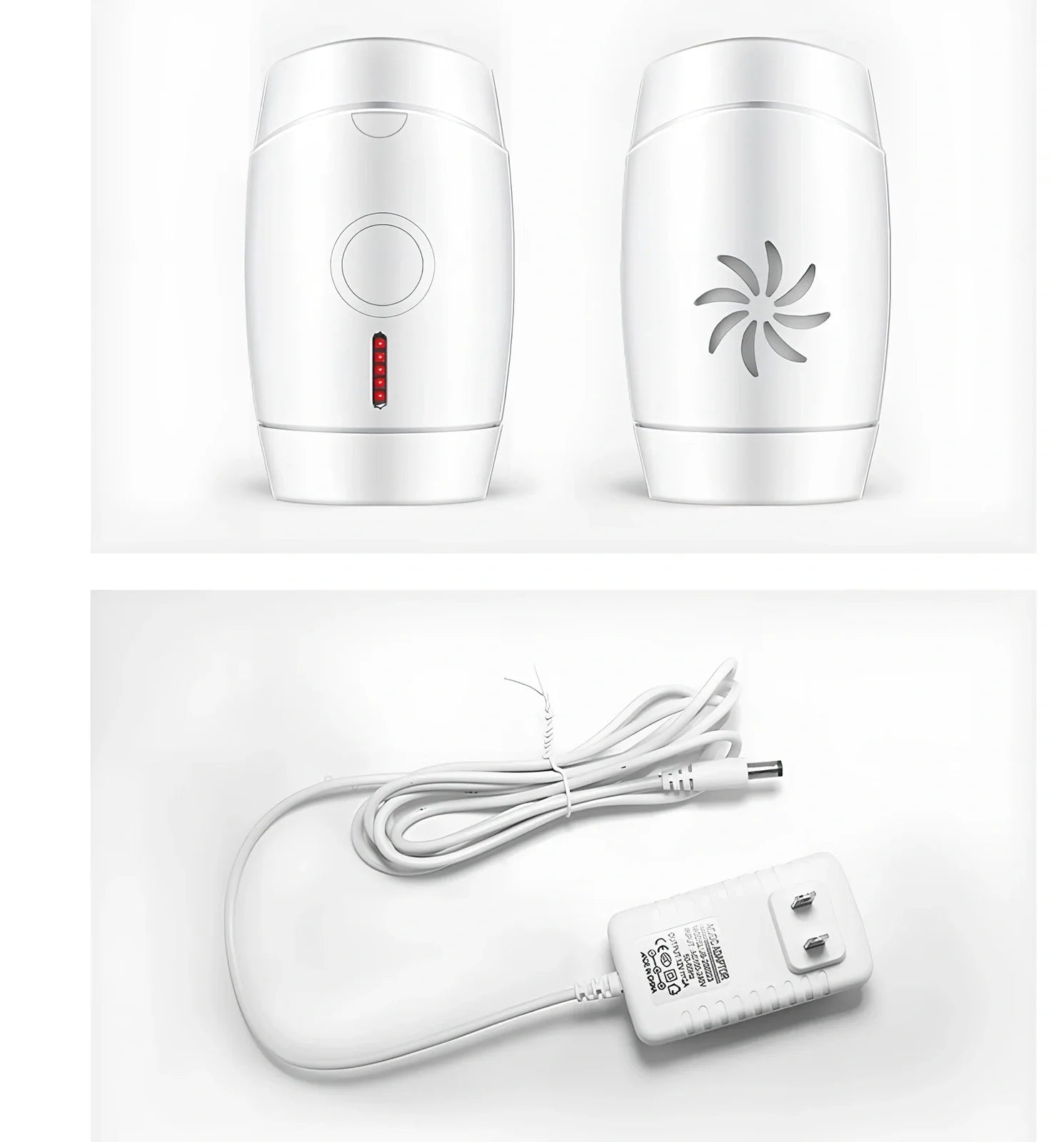 White home laser hair removal device with display screen and adjustment buttons