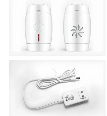 White home laser hair removal device with display screen and adjustment buttons