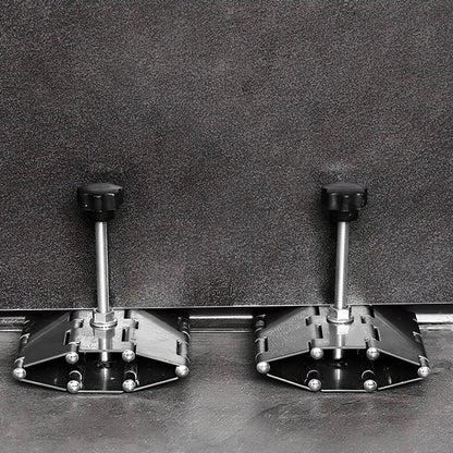 Metal tile levelling tool with hinge mechanism for height adjustment during installation