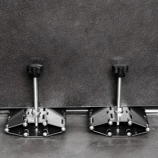 Metal tile levelling tool with hinge mechanism for height adjustment during installation