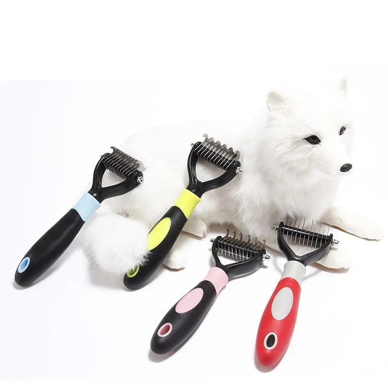 Dog Grooming Comb Quick Knot Opening Removal Tool Plastic Stainless Steel Pet Supplies Small 17.3cm Large 17.3cm Blue Grey Red Pink Yellow