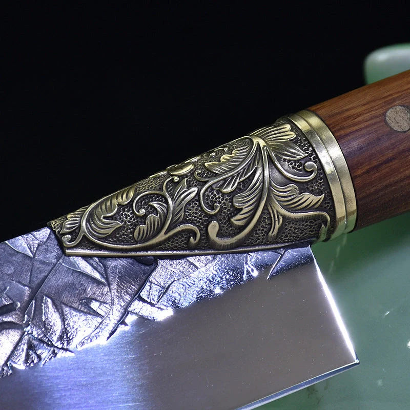 Hand forged lightweight slicing knife with rosewood handle and sharp 5Cr15Mov blade