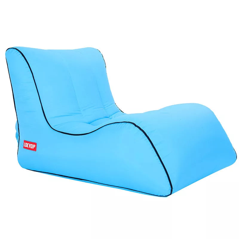 Portable inflatable air sofa in various colors, perfect for outdoor use.