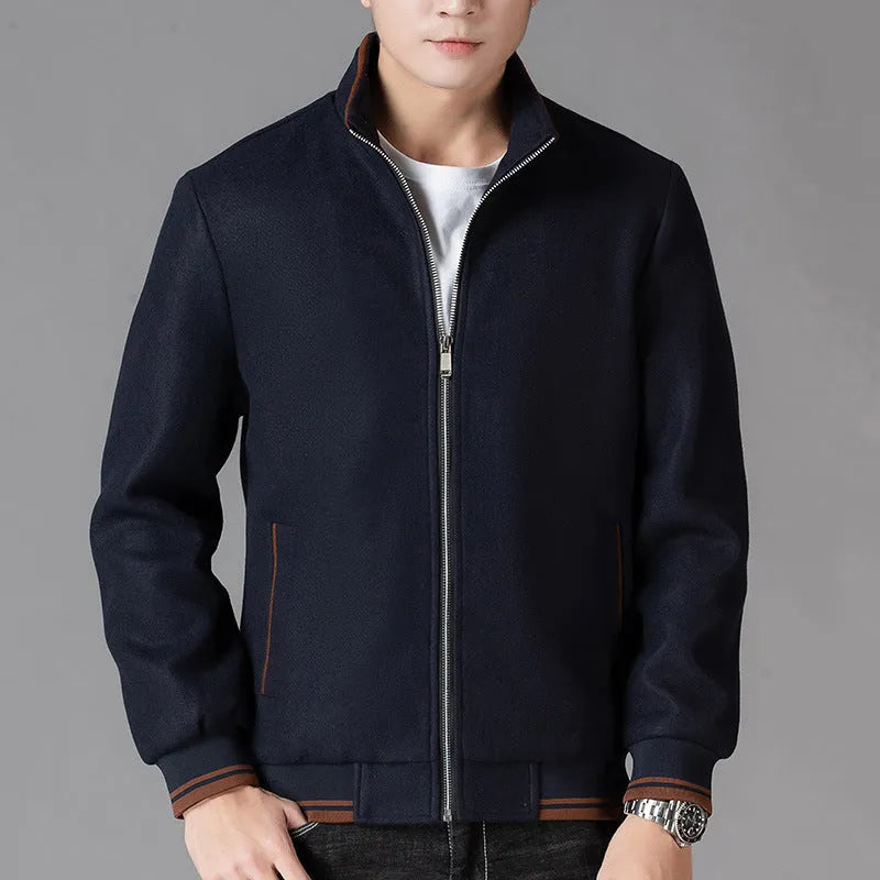 Men's autumn clothing coat woolen fleece jacket top sports style long sleeve polyester fibre casual jacket for youth in grey black dark blue brown in sizes M L XL 2XL 3XL 4XL 5XL