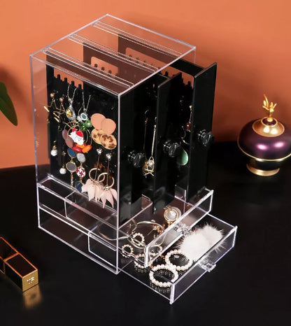 Clear plastic acrylic cosmetic storage box for organizing beauty products
